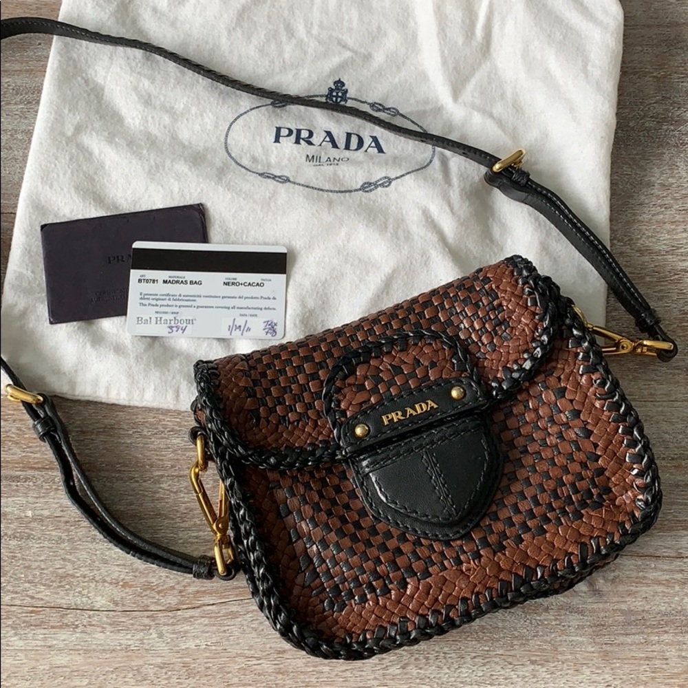 100% Authentic Prada Madras Woven Small Bag